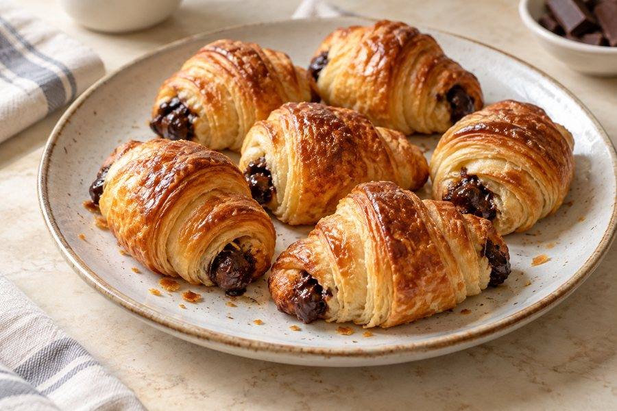 mini croissants de chocolate