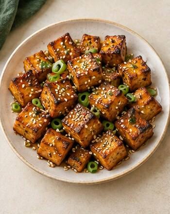 tofu crujiente con sésamo